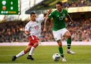 10 June 2019; Jeff Hendrick of Republic of Ireland in action against Tjay De Barr of Gibraltar during the UEFA EURO2020 Qualifier Group D match between Republic of Ireland and Gibraltar at Aviva Stadium, Lansdowne Road in Dublin. Photo by Stephen McCarthy/Sportsfile