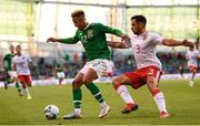10 June 2019; Callum Robinson of Republic of Ireland in action against Joseph Chipolina of Gibraltar during the UEFA EURO2020 Qualifier Group D match between Republic of Ireland and Gibraltar at Aviva Stadium, Lansdowne Road in Dublin. Photo by Stephen McCarthy/Sportsfile