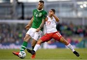 10 June 2019; Shane Duffy of Republic of Ireland in action against Tjay De Barr of Gibraltar during the UEFA EURO2020 Qualifier Group D match between Republic of Ireland and Gibraltar at Aviva Stadium, Lansdowne Road in Dublin. Photo by Harry Murphy/Sportsfile