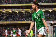 10 June 2019; Robbie Brady of Republic of Ireland celebrates after scoring his side's second goal during the UEFA EURO2020 Qualifier Group D match between Republic of Ireland and Gibraltar at Aviva Stadium, Lansdowne Road in Dublin. Photo by Stephen McCarthy/Sportsfile