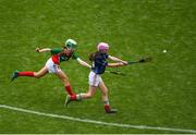 11 June 2019; Ava O'Shea of St. Bridgets GNS, Glasnevin, Dublin in action against Liadh Ni Mhuirí of Gaelscoil Mológa, Crois Aralid, Dublin during the Allianz Cumann na mBunscol Finals 2019 Croke Park in Dublin. Photo by Eóin Noonan/Sportsfile