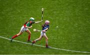 11 June 2019; Ava O'Shea of St. Bridgets GNS, Glasnevin, Dublin in action against Liadh Ni Mhuirí of Gaelscoil Mológa, Crois Aralid, Dublin during the Allianz Cumann na mBunscol Finals 2019 Croke Park in Dublin. Photo by Eóin Noonan/Sportsfile