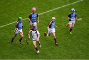 11 June 2019; Sadhbh Ní Chatháin of Gaelscoil na Camógie, Cluain Dolcáin, Dublin in action against players from Scoil Mhuire NS, Woodview, Dublin during the Allianz Cumann na mBunscol Finals 2019 Croke Park in Dublin. Photo by Eóin Noonan/Sportsfile