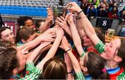 11 June 2019; Players from Gaelscoil Mológa, Crois Aralid, Dublin celebrate with the cup during the Allianz Cumann na mBunscol Finals 2019 Croke Park in Dublin. Photo by Eóin Noonan/Sportsfile