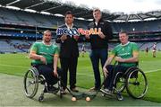 11 June 2019; In attendance at the announcement of the first ever GAA International Wheelchair representative team at Croke Park in Dublin are, from left, GAA International Wheelchair representative team vice-captain James McCarthy, manager Tony Watene, head coach Paul Callaghan, and captain James McCarthy. Photo by Sam Barnes/Sportsfile