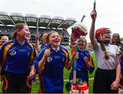 11 June 2019; Players from Our Ladys GNS, Ballinteer, Dublin celebrate after winning the Corn INTO final during the Allianz Cumann na mBunscol Finals 2019 Croke Park in Dublin. Photo by Eóin Noonan/Sportsfile