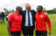 11 June 2019; Republic of Ireland manager Mick McCarthy with Edwin Andepu, left, and Prince Amechi from Cork Schoolboys League prior to their opening game of the SFAI Kennedy Cup at the FAI National Football Exhibition at UL Sports Arena, University of Limerick. Photo by Diarmuid Greene/Sportsfile