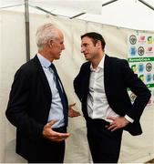 11 June 2019; Republic of Ireland manager Mick McCarthy, left, and Noel Mooney, FAI General Manager for Football Services and Partnerships prior to the opening games of the Kennedy Cup at the FAI National Football Exhibition at UL Sports Arena, University of Limerick. Photo by Diarmuid Greene/Sportsfile