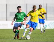 12 June 2019; Aaron Connolly of Ireland in action against Lyanco Evangelista of Brazil during the 2019 Maurice Revello Toulon Tournament Semi-Final match between Brazil and Republic of Ireland at Stade De Lattre in Aubagne, France. Photo by Alexandre Dimou