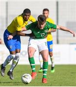 12 June 2019; Aaron Connolly of Ireland in action against Emerson Aparecido of Brazil during the 2019 Maurice Revello Toulon Tournament Semi-Final match between  Brazil and Republic of Ireland at Stade De Lattre in Aubagne, France. Photo by Alexandre Dimou