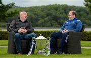 13 June 2019; Donegal manager Declan Bonner, left, and Cavan manager Mickey Graham during an Ulster GAA Football Final Media Event at Lough Erne Resort in Fermanagh. Photo by Oliver McVeigh/Sportsfile