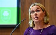 13 June 2019; Olympic Federation of Ireland President Sarah Keane speaking during the Olympic Federation of Ireland's AGM at The National Sports Campus Conference Centre in Abbotstown, Dublin. The Olympic Federation of Ireland’s AGM 2018 was held in the conference centre on the National Sports Campus on the 13 June 2019. At the AGM a number of announcements were made including details of the successful recipients of the €250,000 Discretionary Funds, and Olympic Solidarity Funds. Photo by Sam Barnes/Sportsfile