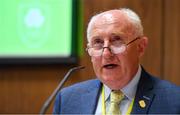 13 June 2019; Olympic Federation of Ireland Honorary Treasurer Billy Kennedy speaking during the Olympic Federation of Ireland's AGM at The National Sports Campus Conference Centre in Abbotstown, Dublin. The Olympic Federation of Ireland’s AGM 2018 was held in the conference centre on the National Sports Campus on the 13 June 2019. At the AGM a number of announcements were made including details of the successful recipients of the €250,000 Discretionary Funds, and Olympic Solidarity Funds. Photo by Sam Barnes/Sportsfile