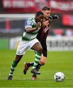 14 June 2019; Daniel Carr of Shamrock Rovers in action against Conor Levingston of Bohemians during the SSE Airtricity League Premier Division match between Bohemians and Shamrock Rovers at Dalymount Park in Dublin. Photo by Seb Daly/Sportsfile