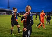 14 June 2019; Keith Ward of Bohemians celebrates following his side's victory after the SSE Airtricity League Premier Division match between Bohemians and Shamrock Rovers at Dalymount Park in Dublin. Photo by Seb Daly/Sportsfile