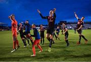 14 June 2019; Andy Lyons of Bohemians, centre, celebrates with team-mates following his side's victory after the SSE Airtricity League Premier Division match between Bohemians and Shamrock Rovers at Dalymount Park in Dublin. Photo by Seb Daly/Sportsfile