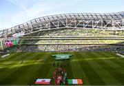 10 June 2019; Teams line up ahead of the UEFA EURO2020 Qualifier Group D match between Republic of Ireland and Gibraltar at the Aviva Stadium, Lansdowne Road in Dublin. Photo by Eóin Noonan/Sportsfile