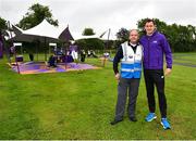 15 June 2019; Vhi ambassador and Olympian David Gillick, right, and Event Director Paul Richardson are pictured ahead of the Griffeen parkrun where Vhi hosted a special Roadshow event to celebrate their partnership with parkrun Ireland. David was on hand to lead the warm up for parkrun participants before completing the 5km free event. Parkrunners enjoyed refreshments post event at the Vhi Rehydrate, Relax, Refuel and Reward areas where a physiotherapist took participants through a post event stretching routine. Parkrun in partnership with Vhi support local communities in organising free, weekly, timed 5k runs every Saturday at 9.30am. To register for a parkrun near you visit www.parkrun.ie.  Photo by Seb Daly/Sportsfile