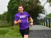 15 June 2019; Vhi ambassador and Olympian David Gillick is pictured at the Griffeen parkrun where Vhi hosted a special Roadshow event to celebrate their partnership with parkrun Ireland. David was on hand to lead the warm up for parkrun participants before completing the 5km free event. Parkrunners enjoyed refreshments post event at the Vhi Rehydrate, Relax, Refuel and Reward areas where a physiotherapist took participants through a post event stretching routine. Parkrun in partnership with Vhi support local communities in organising free, weekly, timed 5k runs every Saturday at 9.30am. To register for a parkrun near you visit www.parkrun.ie.  Photo by Seb Daly/Sportsfile
