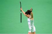 15 June 2019; Anna O'Flanagan of Ireland celebrates after scoring her side's fourth goal during the FIH World Hockey Series semi-finals match between Ireland and Czech Republic at Banbridge Hockey Club in Banbridge, Down. Photo by Eóin Noonan/Sportsfile