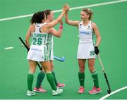 15 June 2019; Anna O'Flanagan of Ireland celebrates with team-mate Chloe Watkins after scoring her side's fourth goal during the FIH World Hockey Series semi-finals match between Ireland and Czech Republic at Banbridge Hockey Club in Banbridge, Down. Photo by Eóin Noonan/Sportsfile