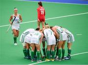 15 June 2019; Elena Tice of Ireland joins her team in the huddle during the FIH World Hockey Series semi-finals match between Ireland and Czech Republic at Banbridge Hockey Club in Banbridge, Down. Photo by Eóin Noonan/Sportsfile