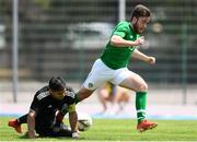 15 June 2019; Aaron Connolly of Republic of Ireland in action against Jesus Alberto Angulo of Mexico during the 2019 Maurice Revello Toulon Tournament third place play-off match between Mexico and Republic of Ireland at Stade d'Honneur Marcel Roustan in Salon-de-Provence, France. Photo by Alexandre Dimou/Sportsfile