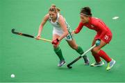 15 June 2019; Gillian Pinder of Ireland in action against Natálie Nováková of Czech Republic during the FIH World Hockey Series semi-finals match between Ireland and Czech Republic at Banbridge Hockey Club in Banbridge, Down. Photo by Eóin Noonan/Sportsfile