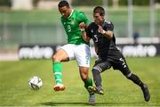 15 June 2019; Adam Idah of Republic of Ireland in action against Cristian Yonathan Calderon of Mexico during the 2019 Maurice Revello Toulon Tournament third place play-off match between Mexico and Republic of Ireland at Stade d'Honneur Marcel Roustan in Salon-de-Provence, France. Photo by Alexandre Dimou/Sportsfile