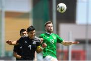 15 June 2019; Aaron Drinan of Republic of Ireland in action against Jesus Alberto Angulo of Mexico during the 2019 Maurice Revello Toulon Tournament third place play-off match between Mexico and Republic of Ireland at Stade d'Honneur Marcel Roustan in Salon-de-Provence, France. Photo by Alexandre Dimou/Sportsfile