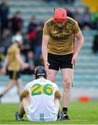 15 June 2019; Patrick Kelly of Kerry consoles Tom Spain of Offaly after the Joe McDonagh Cup Round 5 match between Kerry and Offaly at Austin Stack Park, Tralee in Kerry. Photo by Brendan Moran/Sportsfile
