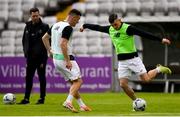 14 June 2019; Trevor Clarke, right, and Aaron Greene of Shamrock Rovers prior to the SSE Airtricity League Premier Division match between Bohemians and Shamrock Rovers at Dalymount Park in Dublin. Photo by Ben McShane/Sportsfile