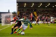 14 June 2019; Jack Byrne of Shamrock Rovers and Luke Wade-Slater of Bohemians during the SSE Airtricity League Premier Division match between Bohemians and Shamrock Rovers at Dalymount Park in Dublin. Photo by Ben McShane/Sportsfile