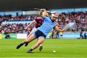 15 June 2019; Paddy Smyth of Dublin in action against David Glennon of Galway during the Leinster GAA Hurling Senior Championship Round 5 match between Dublin and Galway at Parnell Park in Dublin. Photo by Ramsey Cardy/Sportsfile