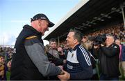 15 June 2019; Kilkenny manager Brian Cody and Wexford manager Davy Fitzgerald in conversation after the Leinster GAA Hurling Senior Championship Round 5 match between Wexford and Kilkenny at Innovate Wexford Park in Wexford. Photo by Piaras Ó Mídheach/Sportsfile
