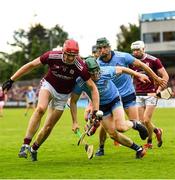 15 June 2019; James Madden of Dublin in action against Jonathan Glynn of Galway during the Leinster GAA Hurling Senior Championship Round 5 match between Dublin and Galway at Parnell Park in Dublin. Photo by Ramsey Cardy/Sportsfile
