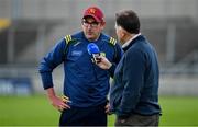 15 June 2019; Kerry manager Fintan O'Connor is interviewed by journalist Martin Kiely of RTE after the Joe McDonagh Cup Round 5 match between Kerry and Offaly at Austin Stack Park, Tralee in Kerry. Photo by Brendan Moran/Sportsfile