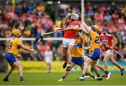 16 June 2019; Luke Meade of Cork in action against Seadna Morey of Clare during the Munster GAA Hurling Senior Championship Round 5 match between Clare and Cork at Cusack Park in Ennis, Clare. Photo by Eóin Noonan/Sportsfile
