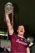 16 June 2019; Padraic O'Donnell of Galway lifts the trophy following his side's victory during the Connacht GAA Football Junior Championship Final match between Galway and Mayo at Pearse Stadium in Galway. Photo by Seb Daly/Sportsfile