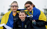 16 June 2019; Roscommon supporters, from left, Lauren O'Connor, Seán Óg O'Connor and Anna Corcoran, from Kilteevan, ahead of the Connacht GAA Football Senior Championship Final match between Galway and Roscommon at Pearse Stadium in Galway. Photo by Ramsey Cardy/Sportsfile