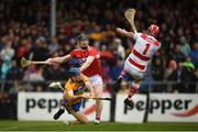 16 June 2019; Anthony Nash of Cork saves a shot on goal by Shane O'Donnell of Clare during the Munster GAA Hurling Senior Championship Round 5 match between Clare and Cork at Cusack Park in Ennis, Clare. Photo by Eóin Noonan/Sportsfile