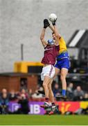 16 June 2019; Fiontán Ó Curraoin of Galway in action against Tadhg O'Rourke of Roscommon during the Connacht GAA Football Senior Championship Final match between Galway and Roscommon at Pearse Stadium in Galway. Photo by Seb Daly/Sportsfile