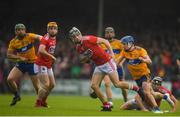 16 June 2019; Mark Coleman of Cork in action against Shane O'Donnell of Clare during the Munster GAA Hurling Senior Championship Round 5 match between Clare and Cork at Cusack Park in Ennis, Clare. Photo by Eóin Noonan/Sportsfile