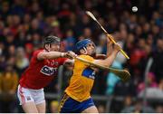 16 June 2019; Shane O'Donnell of Clare in action against Damien Cahalane of Cork during the Munster GAA Hurling Senior Championship Round 5 match between Clare and Cork at Cusack Park in Ennis, Clare. Photo by Eóin Noonan/Sportsfile