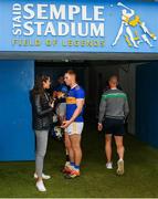 16 June 2019; Jason Forde of Tipperary is interviewed by Lauren Guilfoyle for RTE after the Munster GAA Hurling Senior Championship Round 5 match between Tipperary and Limerick in Semple Stadium in Thurles, Co. Tipperary. Photo by Diarmuid Greene/Sportsfile