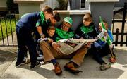 16 June 2019; Oran Crowley, eleven years, Stalker Wallace, Ben Egan, 6, Mike Carroll, Ted Egan, 9, David Magner, 9, and Jack Egan, 8, all from Effin, read a paper before  the Munster GAA Hurling Senior Championship Round 5 match between Tipperary and Limerick in Semple Stadium in Thurles, Tipperary. Photo by Ray McManus/Sportsfile