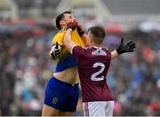 16 June 2019; Diarmuid Murtagh of Roscommon and Eoghan Kerin of Galway tussle off the ball during the Connacht GAA Football Senior Championship Final match between Galway and Roscommon at Pearse Stadium in Galway. Photo by Seb Daly/Sportsfile