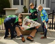 16 June 2019; Oran Crowley, 11, Stalker Wallace, Ben Egan, 6, Mike Carroll, Ted Egan, 9, David Magner, 9, and Jack Egan, 8, all from Effin, read a paper before the Munster GAA Hurling Senior Championship Round 5 match between Tipperary and Limerick in Semple Stadium in Thurles, Tipperary. Photo by Ray McManus/Sportsfile