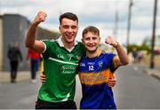 16 June 2019; Limerick supporter Conor Byrnes from Murroe-Boher, Co. Limerick, and Tipperary supporter Daniel Carew from Newport, Co. Tipperary prior to the Munster GAA Hurling Senior Championship Round 5 match between Tipperary and Limerick in Semple Stadium in Thurles, Co. Tipperary. Photo by Diarmuid Greene/Sportsfile