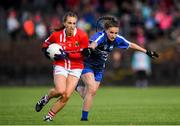 16 June 2019; Aishling Hutchings of Cork in action against Kellyann Hogan of Waterford during the TG4 Ladies Football Munster Senior Football Championship Final match between Cork and Waterford at Fraher Field in Dungarvan, Co. Waterford. Photo by Harry Murphy/Sportsfile